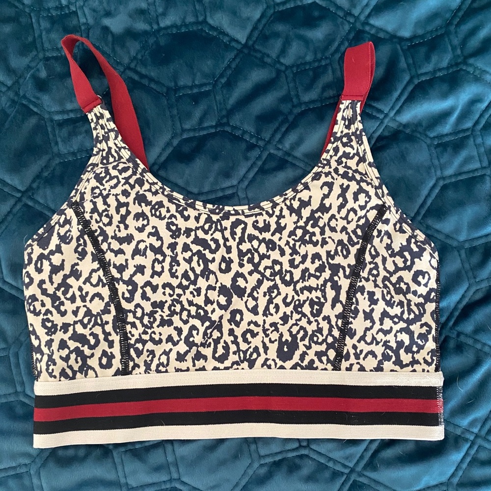 Leopard and stripe sports bra